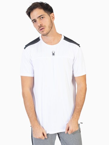 T-Shirt fonctionnel Spyder en blanc : devant