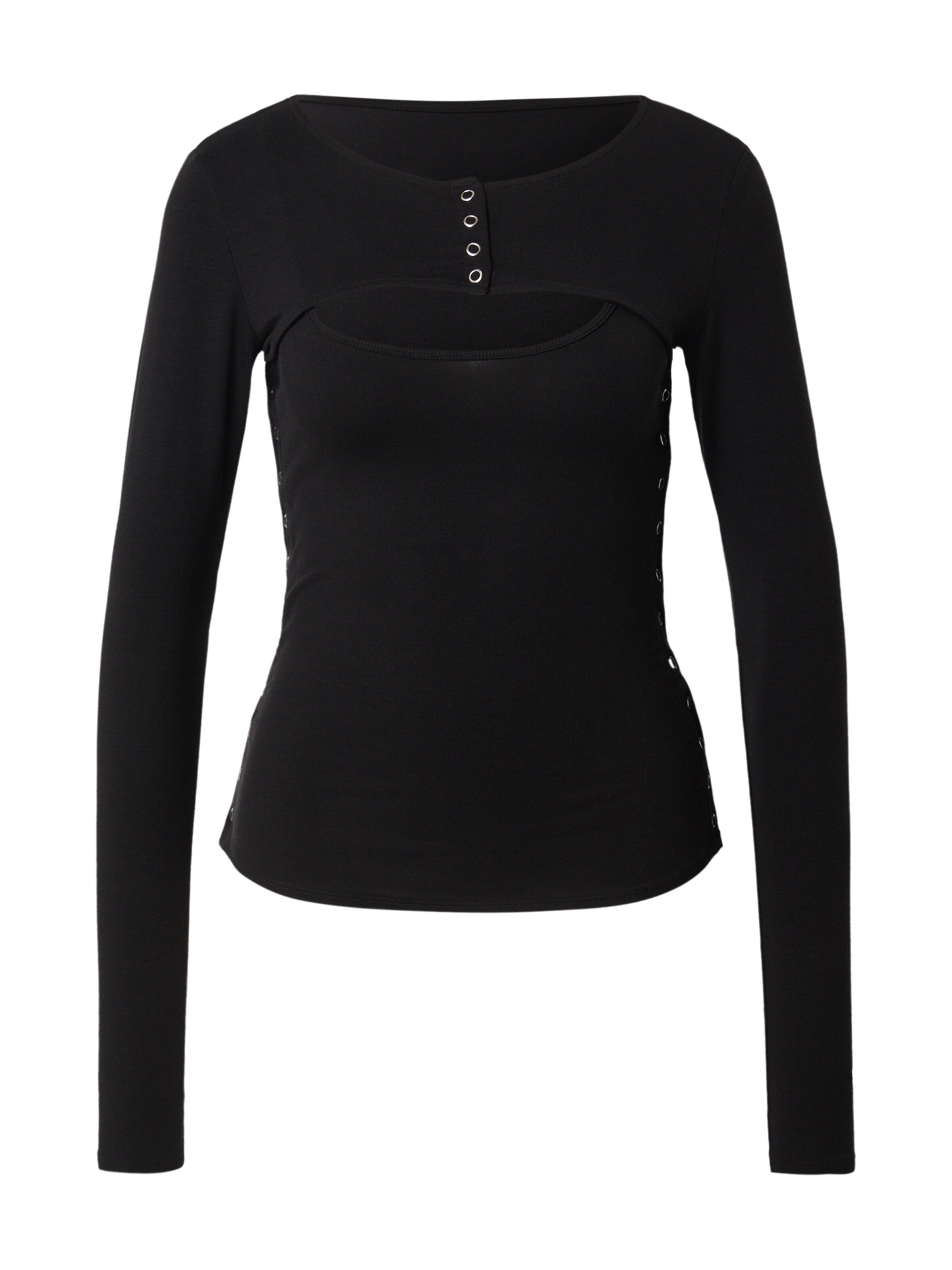 WEEKDAY Majica 'Ray Bolero LS' | črna barva: sprednja stran