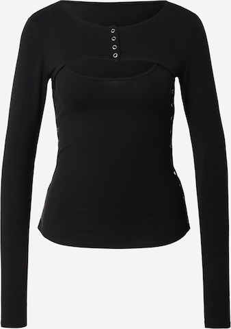 juoda WEEKDAY Marškinėliai 'Ray Bolero LS': priekis