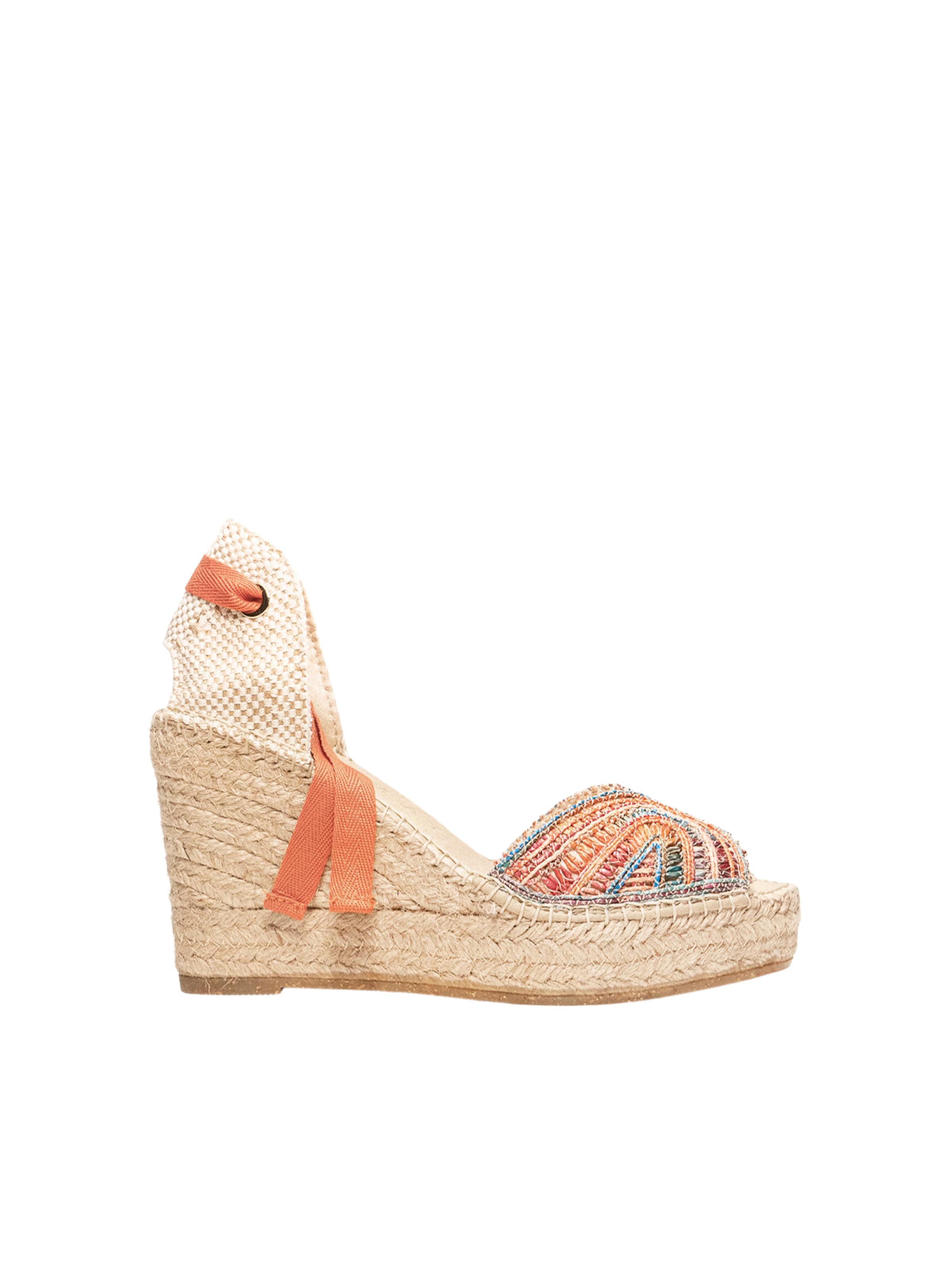 Alhamas - Sandalias 'Alpargata Cuña 10 cm' en naranja: frente
