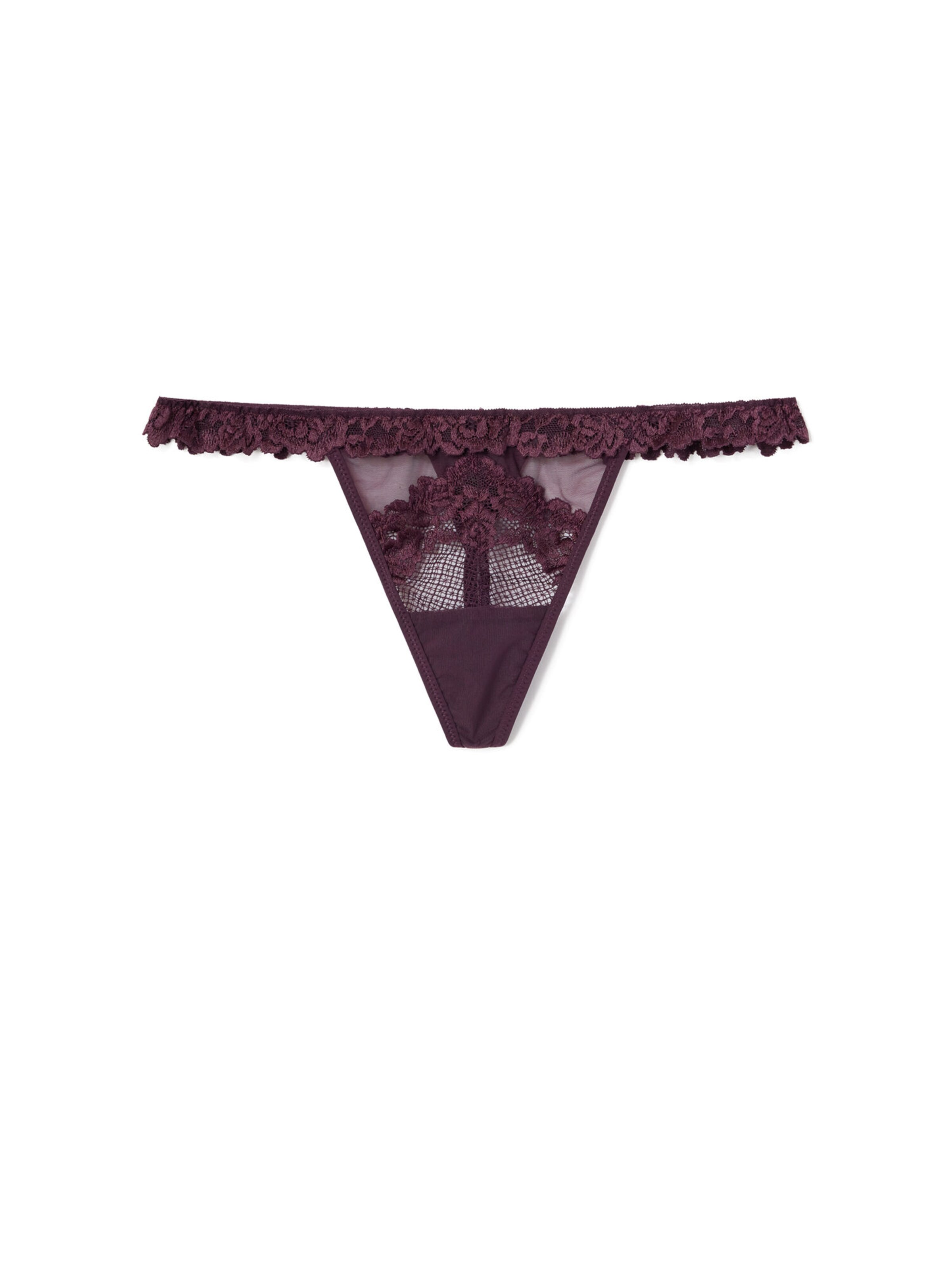INTIMISSIMI Thong 'Pretty Flowers' in Purple: front