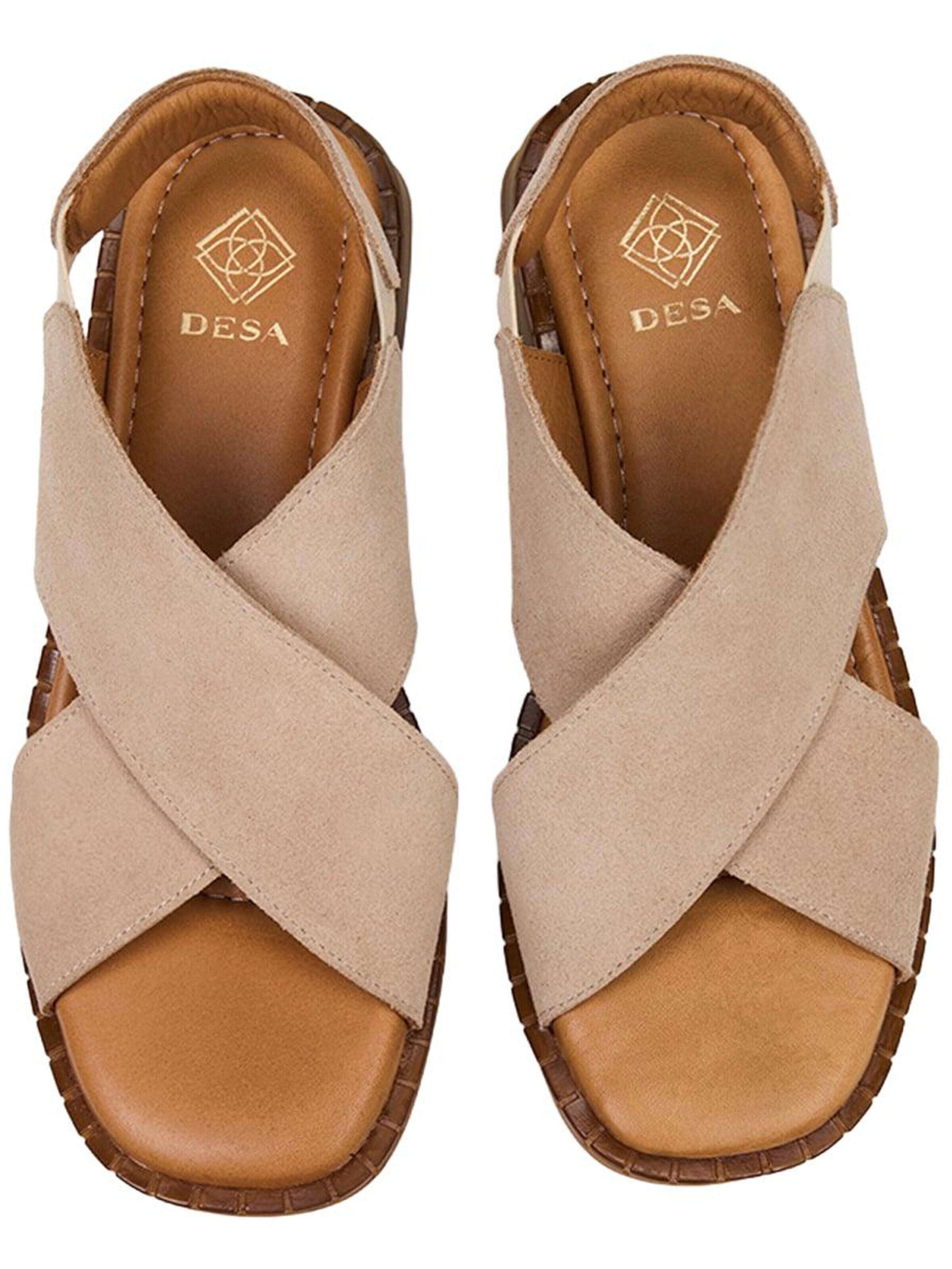 Desa Sandals 'Sandalen mit gekreuzten Riemen' in Beige