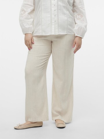 Vero Moda Curve Regular Broek in Beige: voorkant