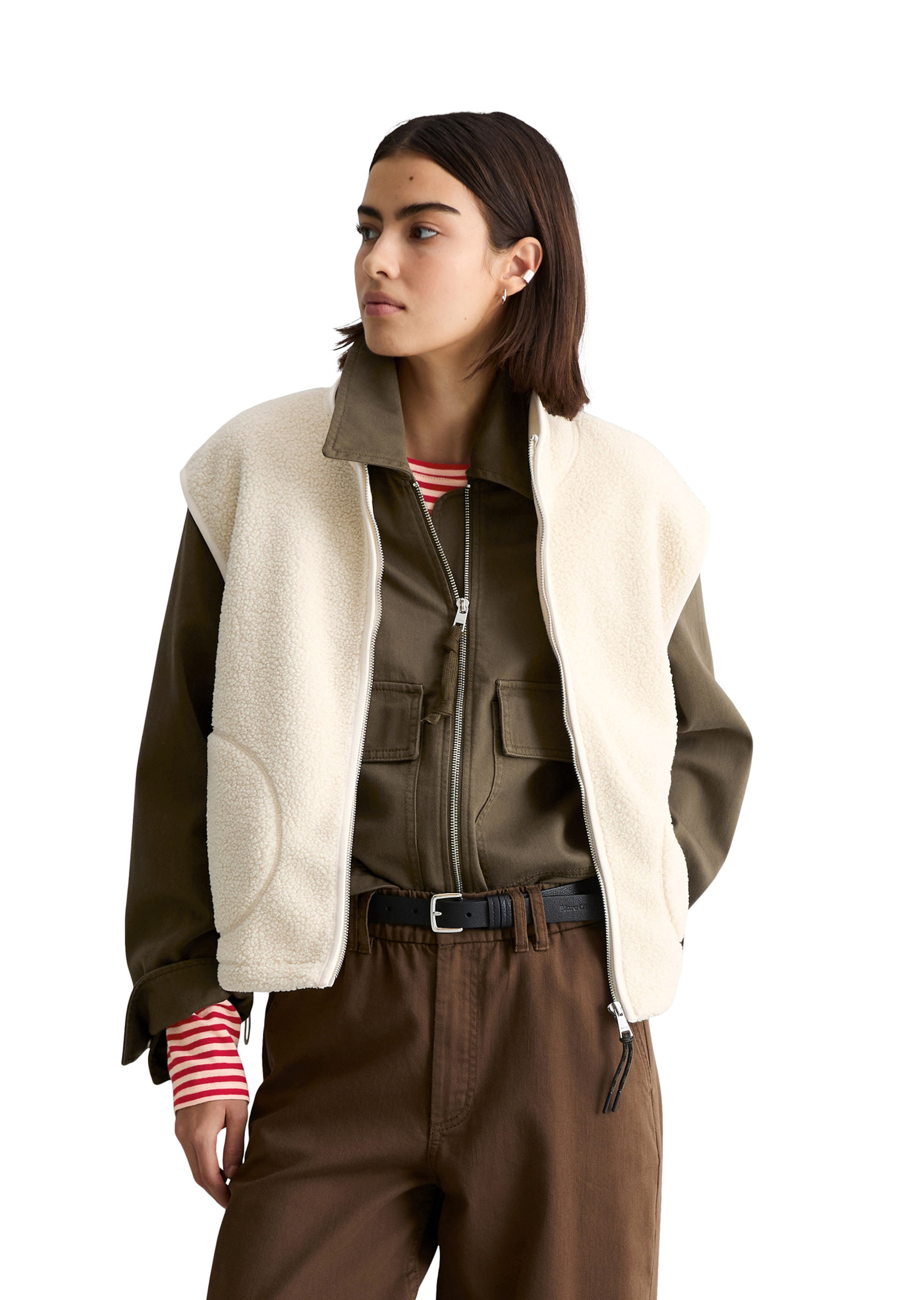 Marc O'Polo DENIM Bodywarmer in Wit: voorkant