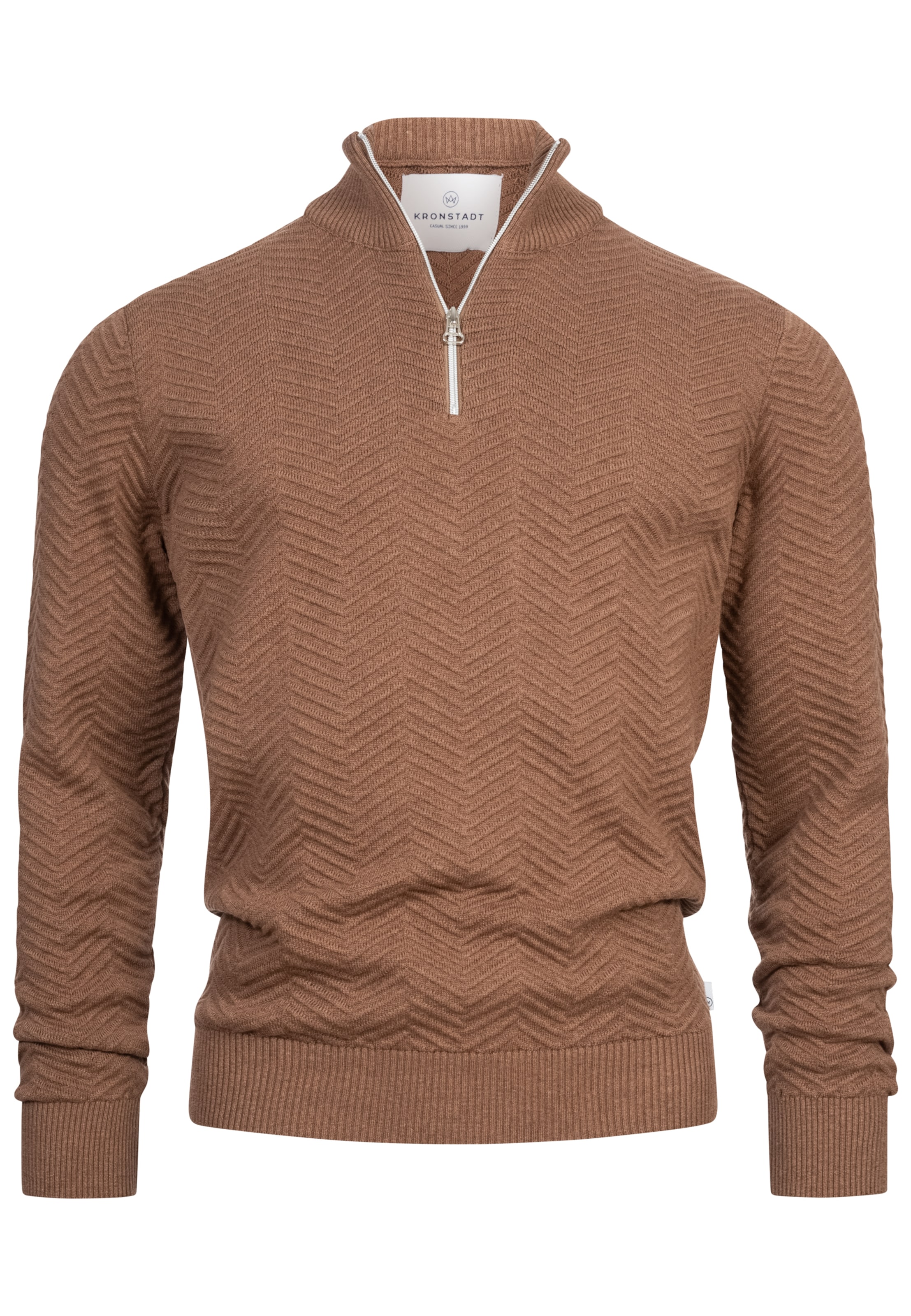 Kronstadt Pullover 'Carlo' in Braun: Vorderseite