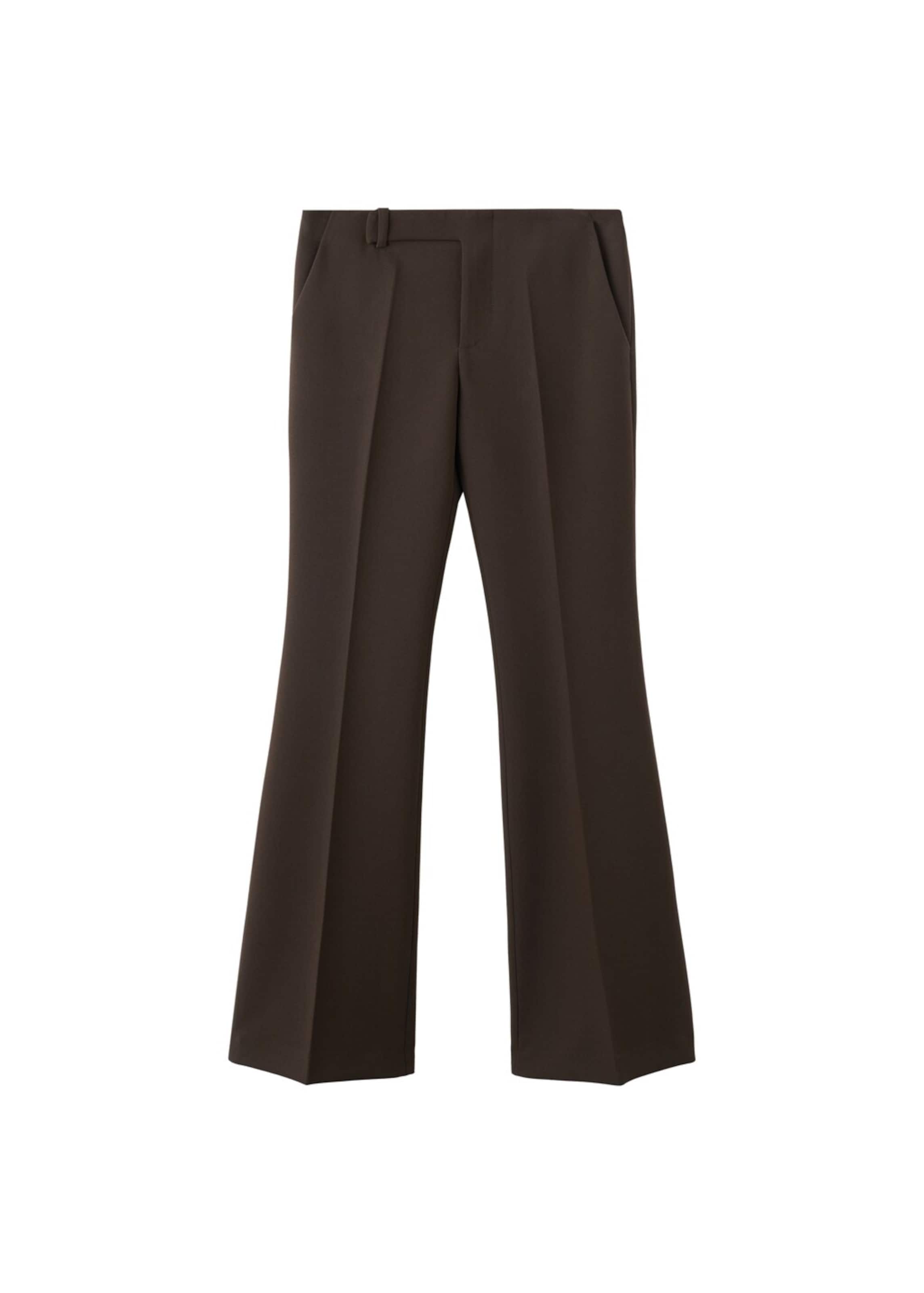 MANGO Flared Pleated Pants 'Ester' in Brown: front