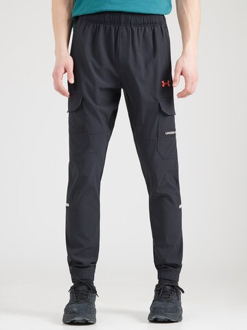 UNDER ARMOUR Ozke Športne hlače 'Tech Utility' | črna barva: sprednja stran