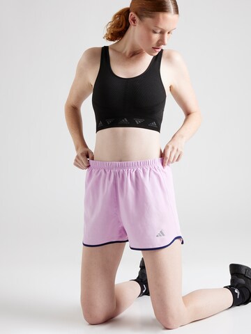 purpurinė ADIDAS PERFORMANCE Standartinis Sportinės kelnės 'RUN IT SHORT 3'