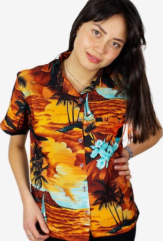 King Kameha Bluse 'Surf' in Braun: Vorderseite