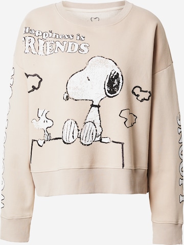 Frogbox Sweatshirt 'Happiness is Friends' in Beige: predná strana