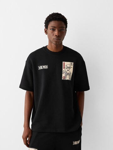 Bershka Majica | črna barva: sprednja stran