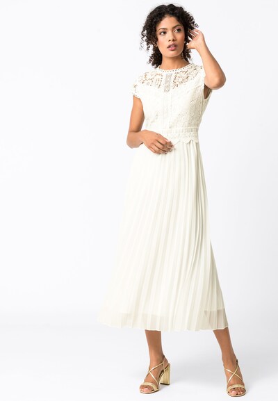 Hallhuber Midikleid Aus Spitze Und Plissee In Weiss About You