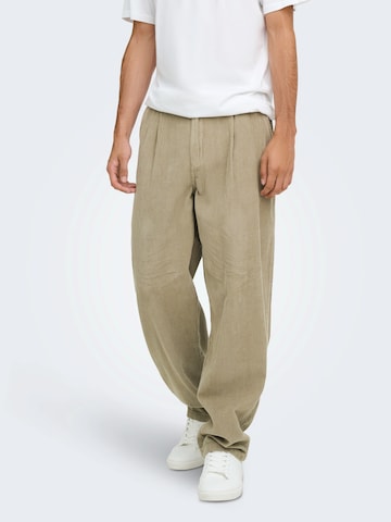Only & Sons Loose fit Pleat-front trousers 'ONSTOBY' in Brown: front