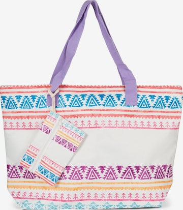styleBREAKER Strandtasche 'Strandtasche Azteken Muster - Boho' in Lila: Vorderseite