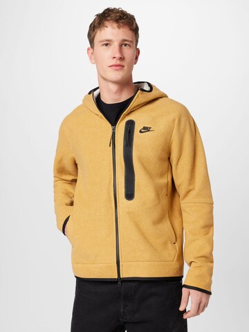 Nike Sportswear Fleece Jacket in Brown: front