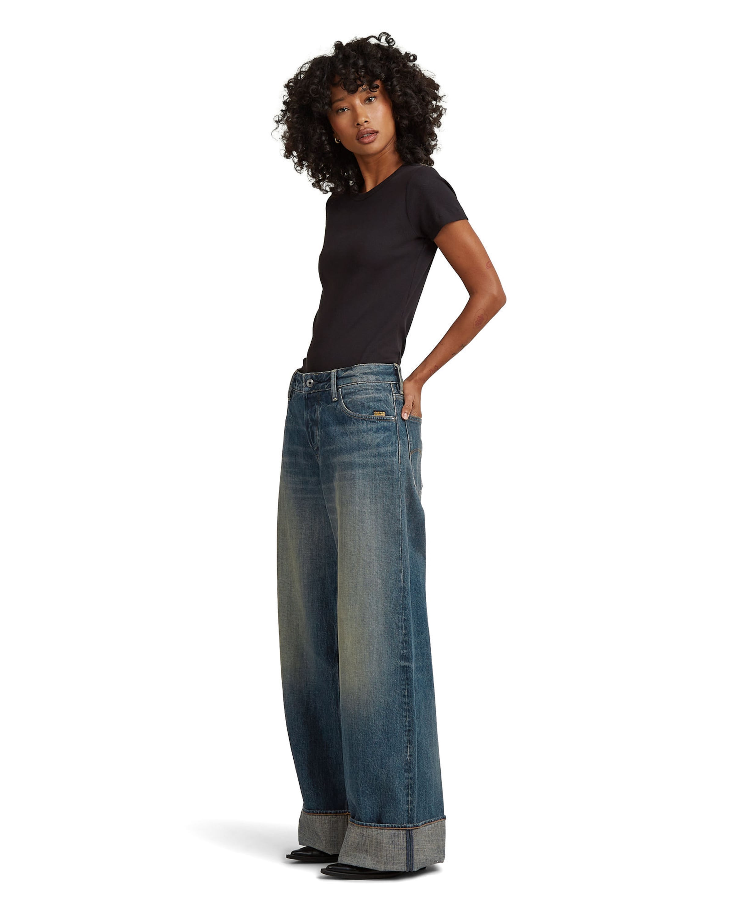 G-STAR Wide leg Jeans 'Roxx Wide' in Blauw