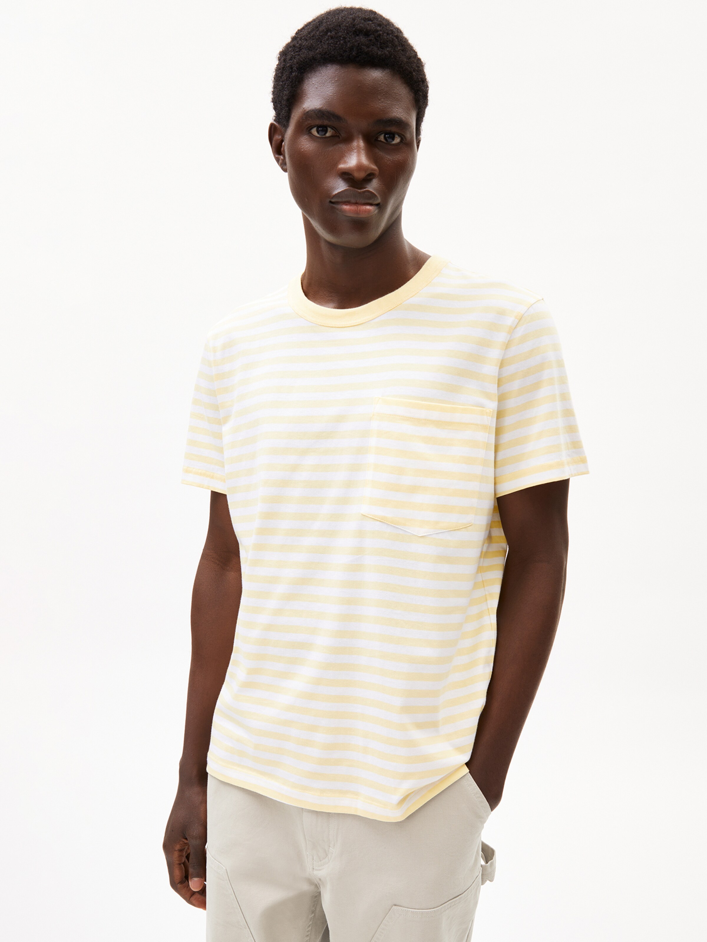 ARMEDANGELS Shirt ' MAARKOS POCKET STRIPES ' in Yellow: front