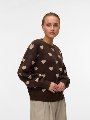 VERO MODA Sweater 'AWHeart' in Brown: front