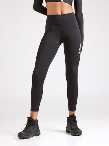 ADIDAS TERREX - Skinny Pantalón de montaña en negro: frente