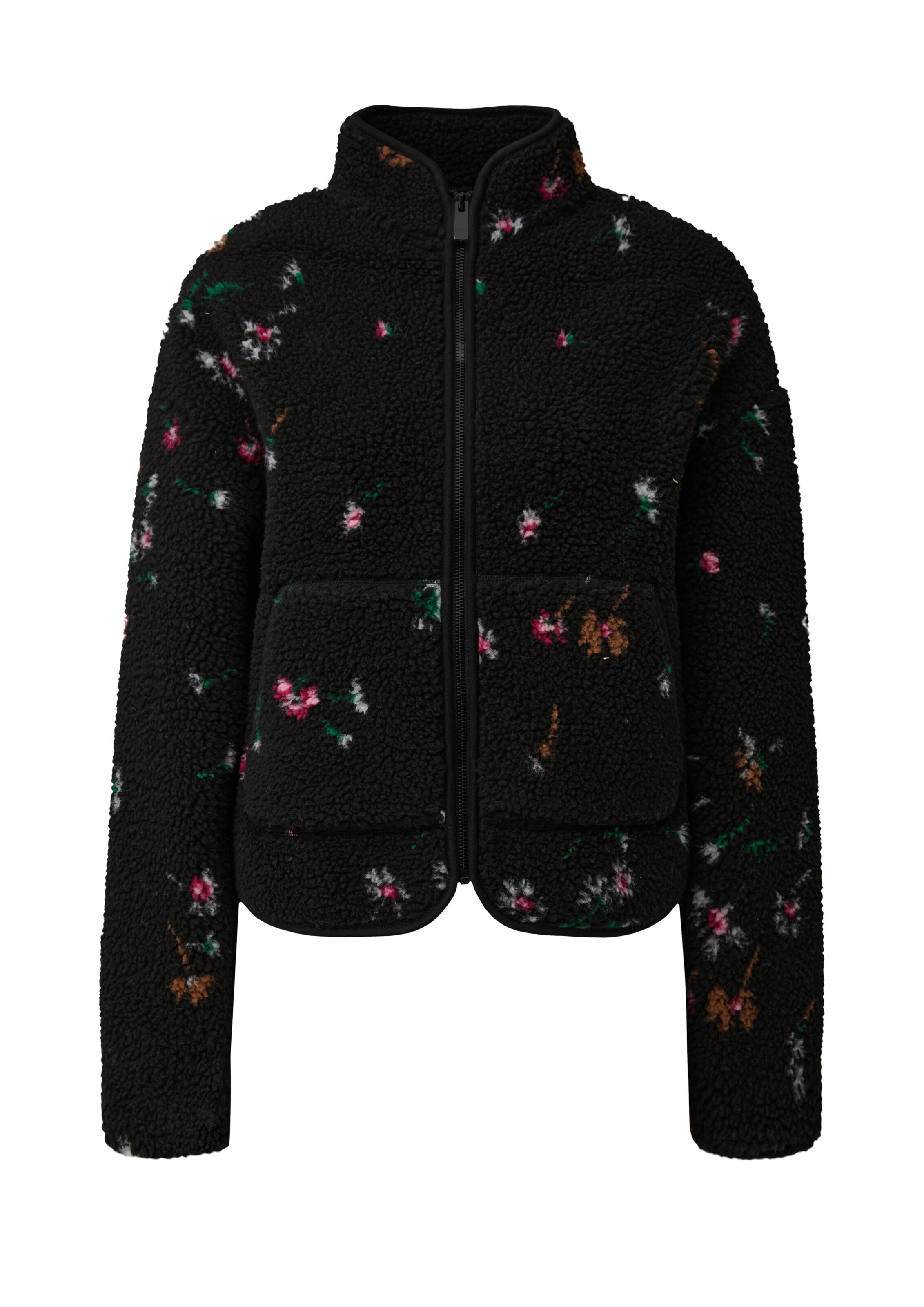 QS Fleece jas in Zwart: voorkant