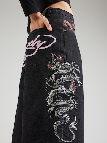 Ed Hardy Loosefit Jeans 'GREY DRAGON' i sort