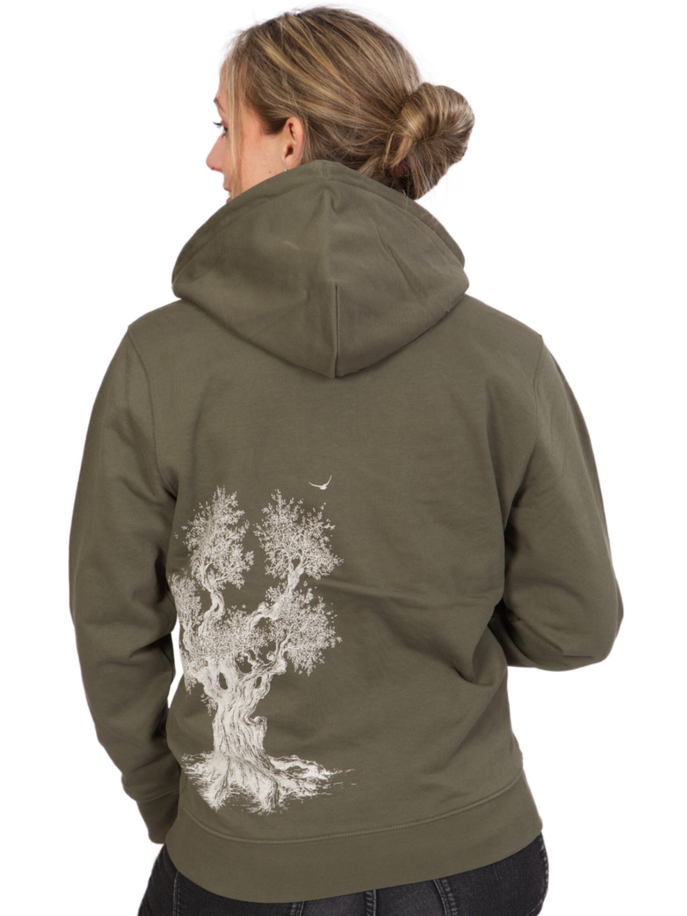 Life-Tree Pullover 'Zipper Organic Olive Tree'‌‌ in Grün