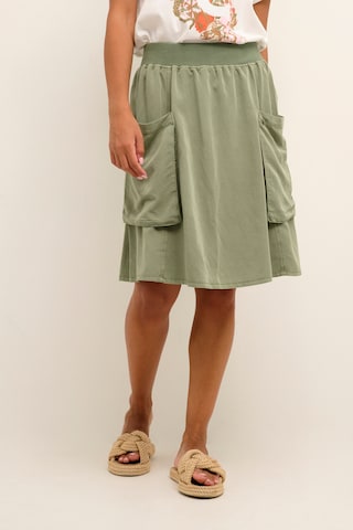 Cream Skirt 'Line' in Green: front