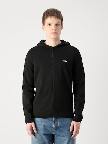 BOSS Green Sweatvest 'Ever-X' in Zwart: voorkant