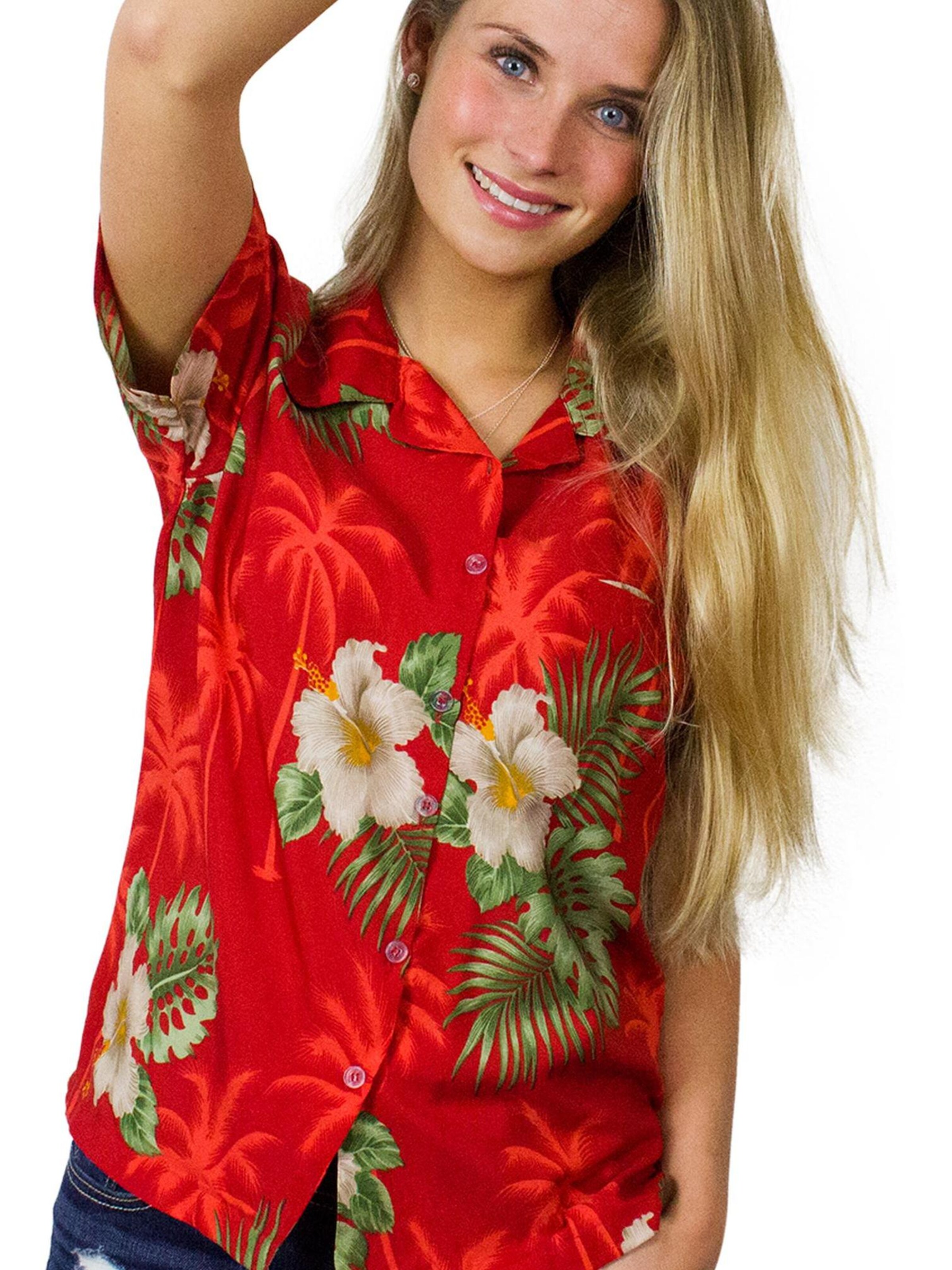 King Kameha Blouse 'Small Flower' in Red: front