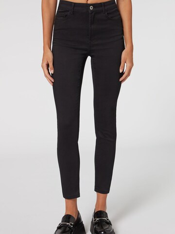 CALZEDONIA Skinny Jeans in Black: front