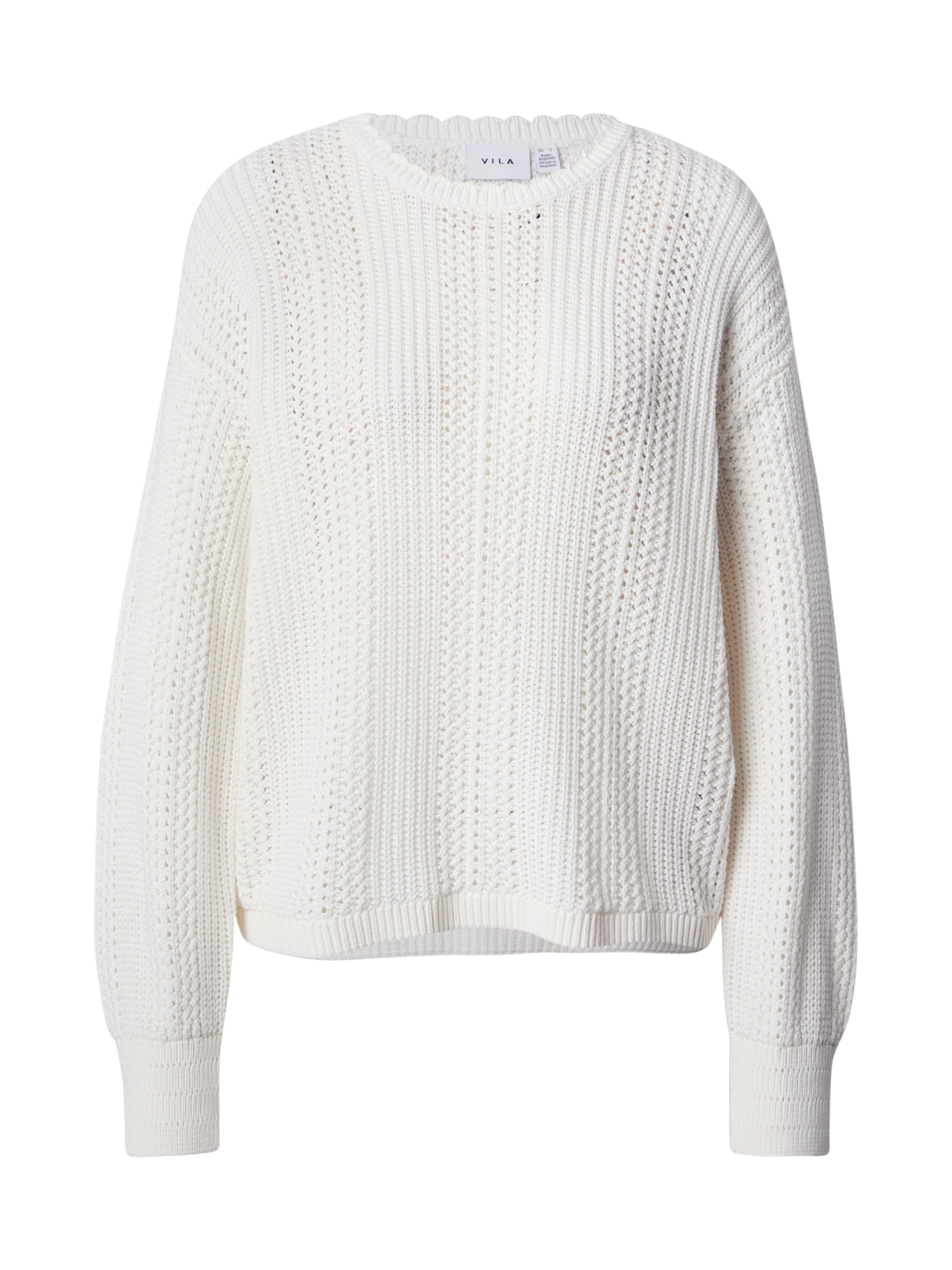 VILA Пуловер 'VILICA' в бяло: отпред