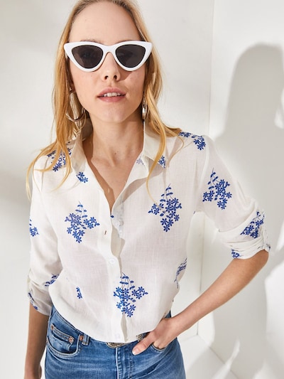 olalook Bluse in blau / weiß, Produktansicht