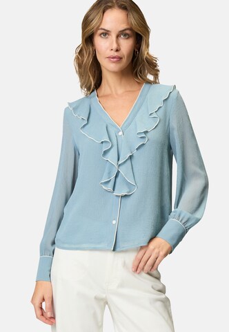 zero Chiffonbluse mit Rüschen in Blau: Vorderseite