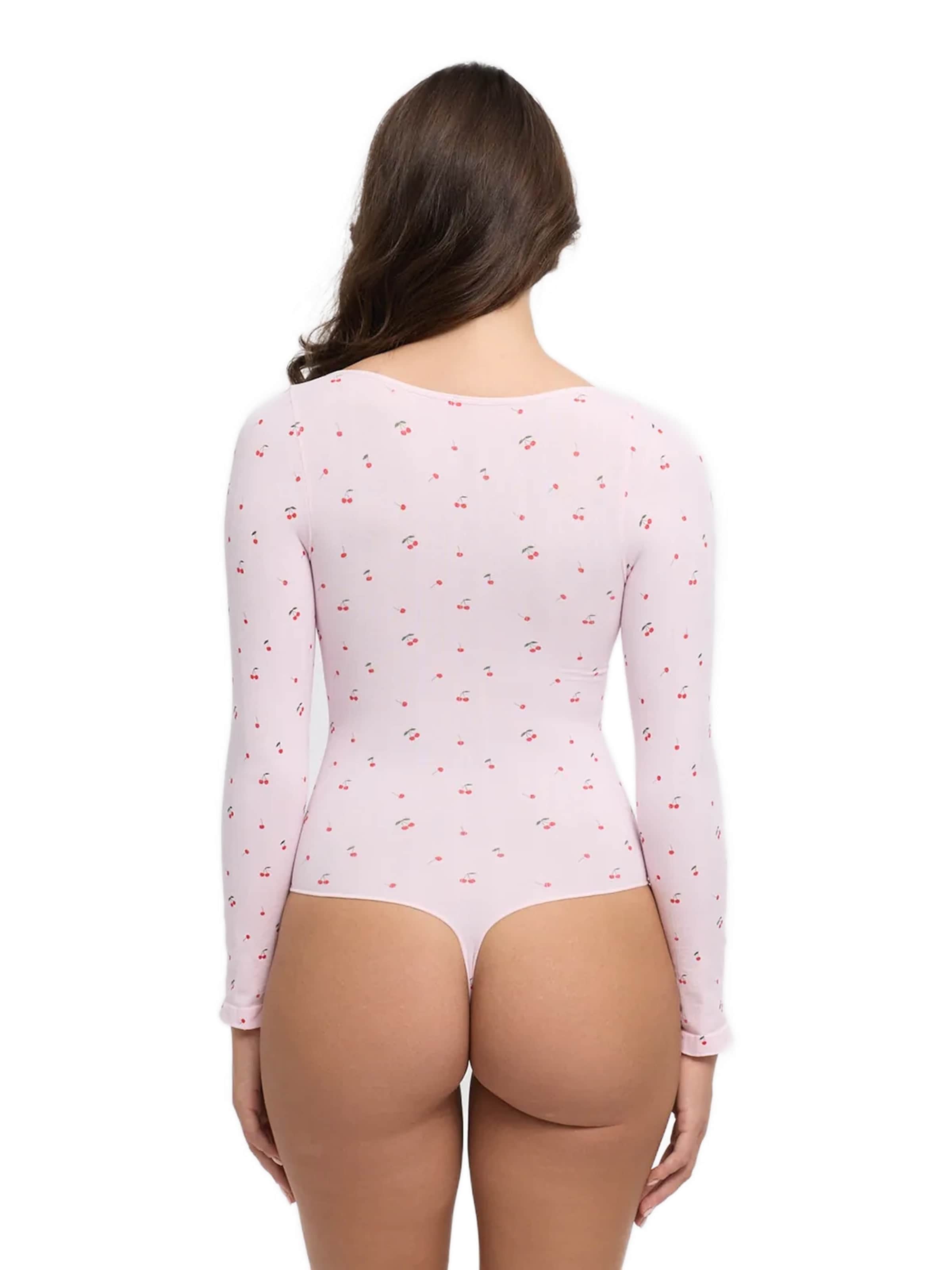 cfab Shapingbody 'Longsleeve Bodysuit Sculpting Shapewear with String' in Roze