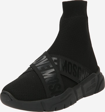 Love Moschino High-Top Sneakers in Black: front
