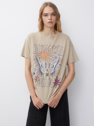 Pull&Bear T-Shirt in Beige: Vorderseite