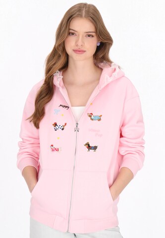 MYMO - Sudadera con cremallera 'Pop' en rosa: frente