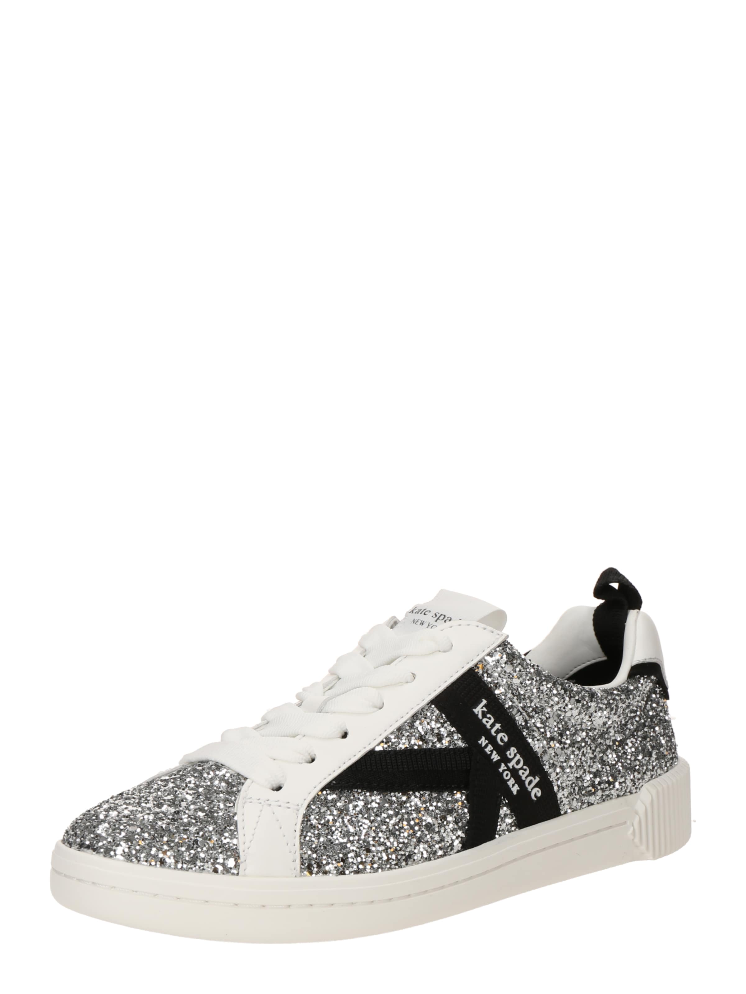 Kate Spade - Sapatilhas baixas 'K As In Kate Glitter Court Sneakers' em prata: frente