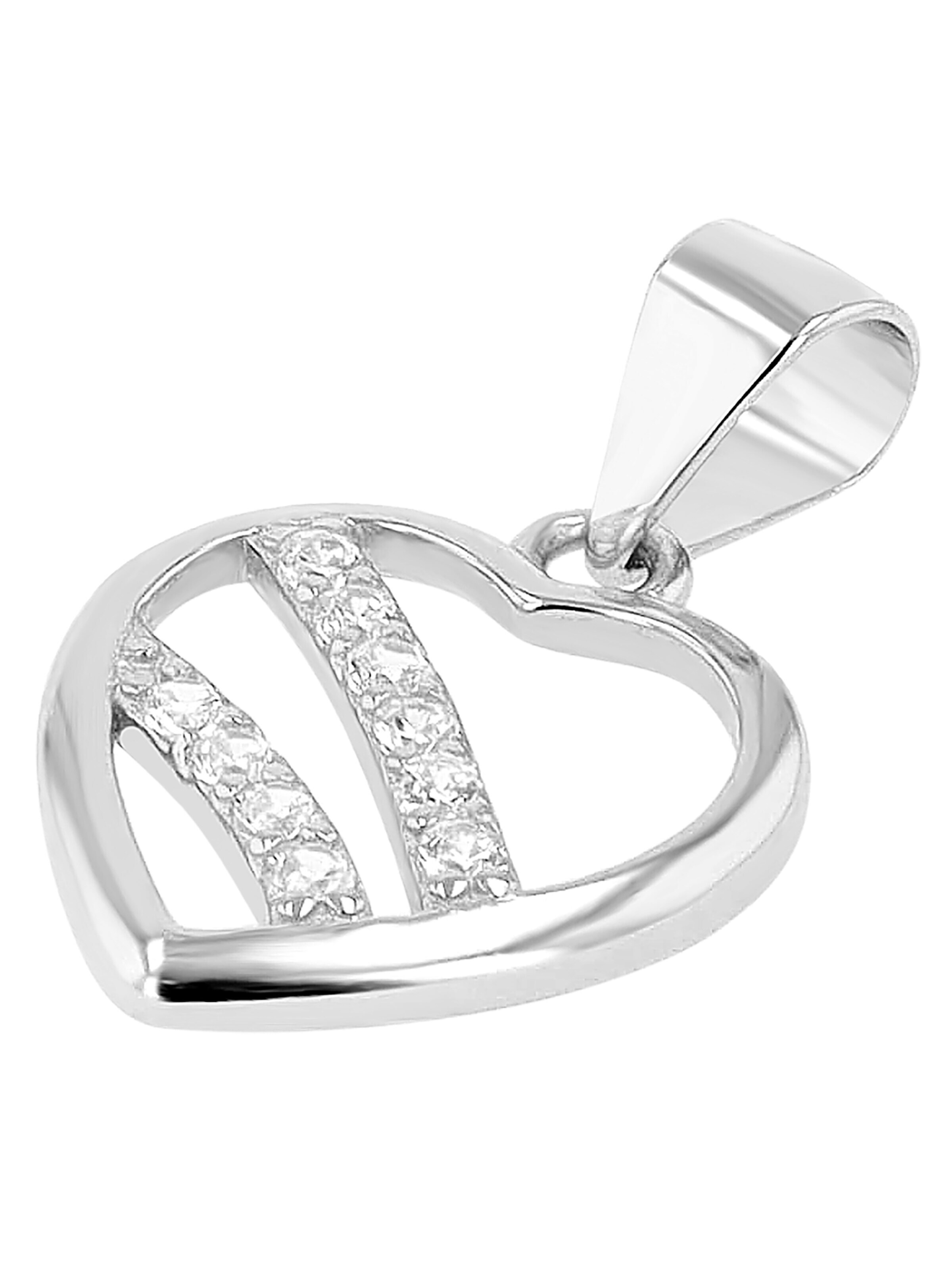 Akzent Pendant '"Kokoro" aus 925 Sterlingsilber, rhodiniert, langlebig' in Silver