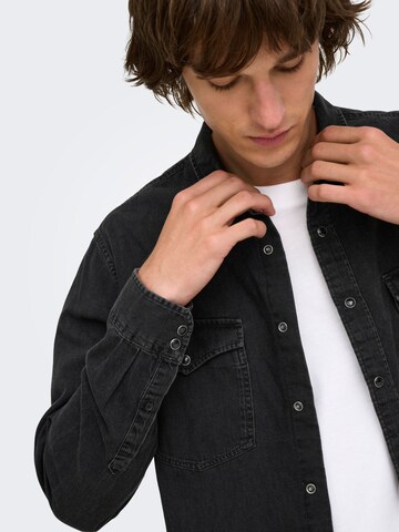 Only & Sons Regular fit Button Up Shirt 'ONSRAY' in Black