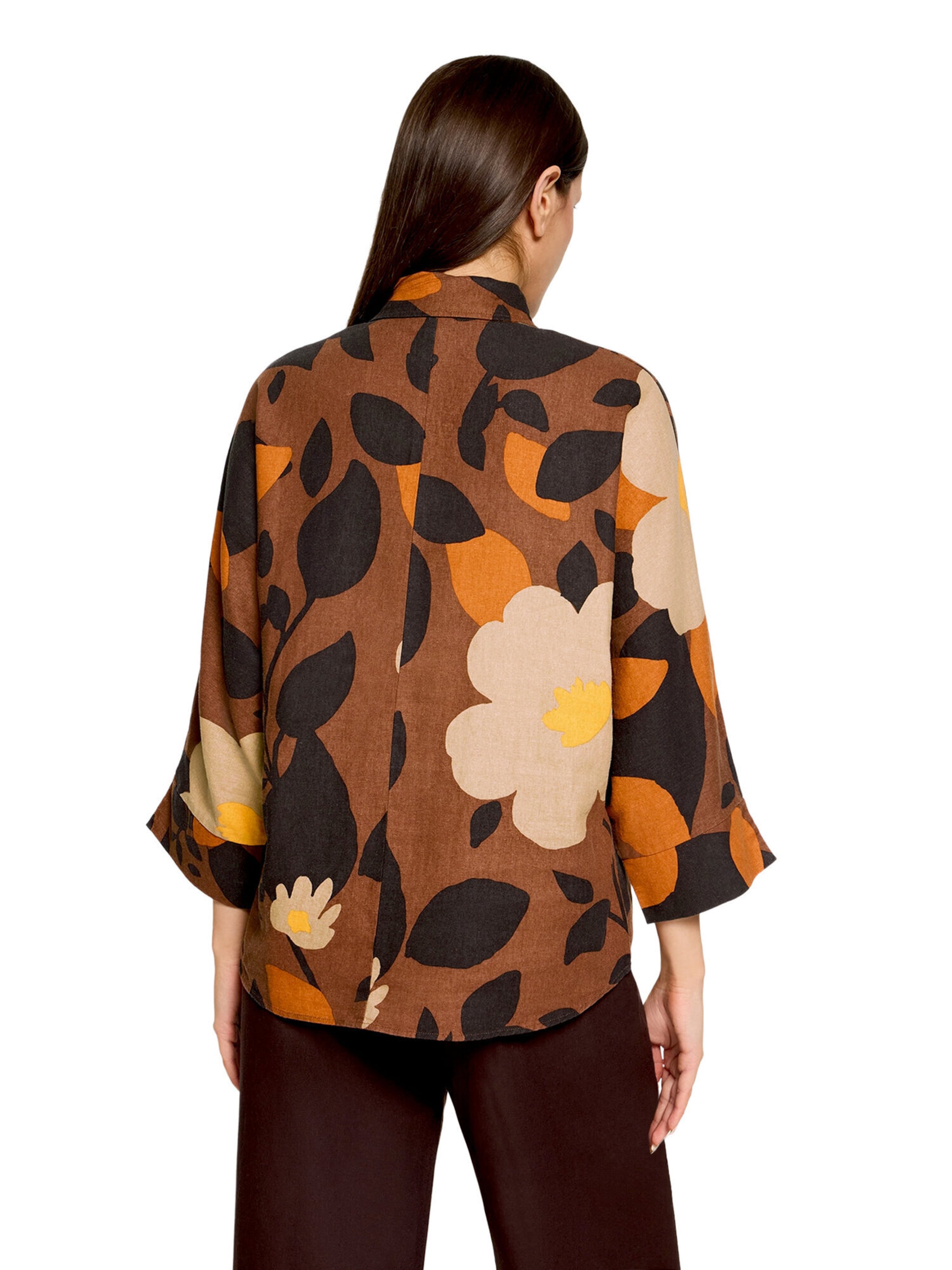 Cartoon Oversize-Bluse mit Muster in Braun