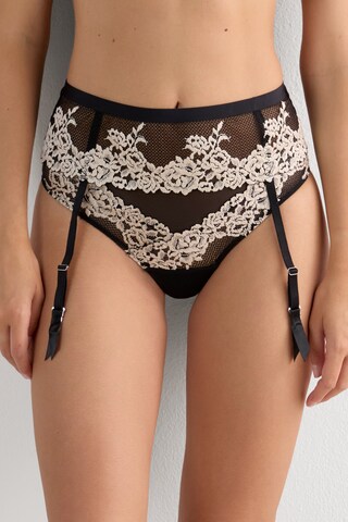 INTIMISSIMI Strumpfhalter 'Pretty Flowers' in Schwarz: Vorderseite