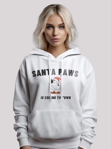 Sweat-shirt 'Santa Paws Christmas Cat' F4NT4STIC en blanc : devant
