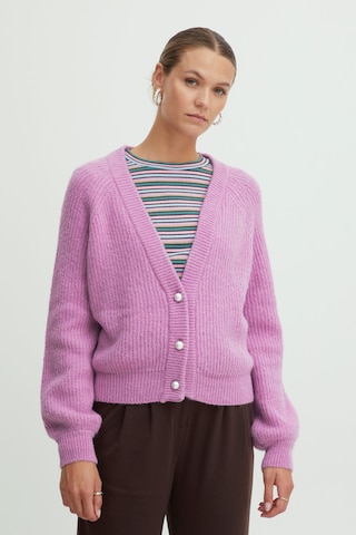 ICHI Knit Cardigan 'Marin' in Purple: front