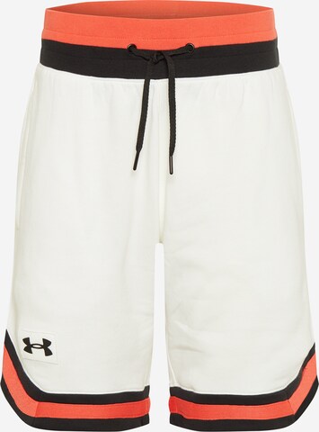 UNDER ARMOUR Workout Pants in White: front