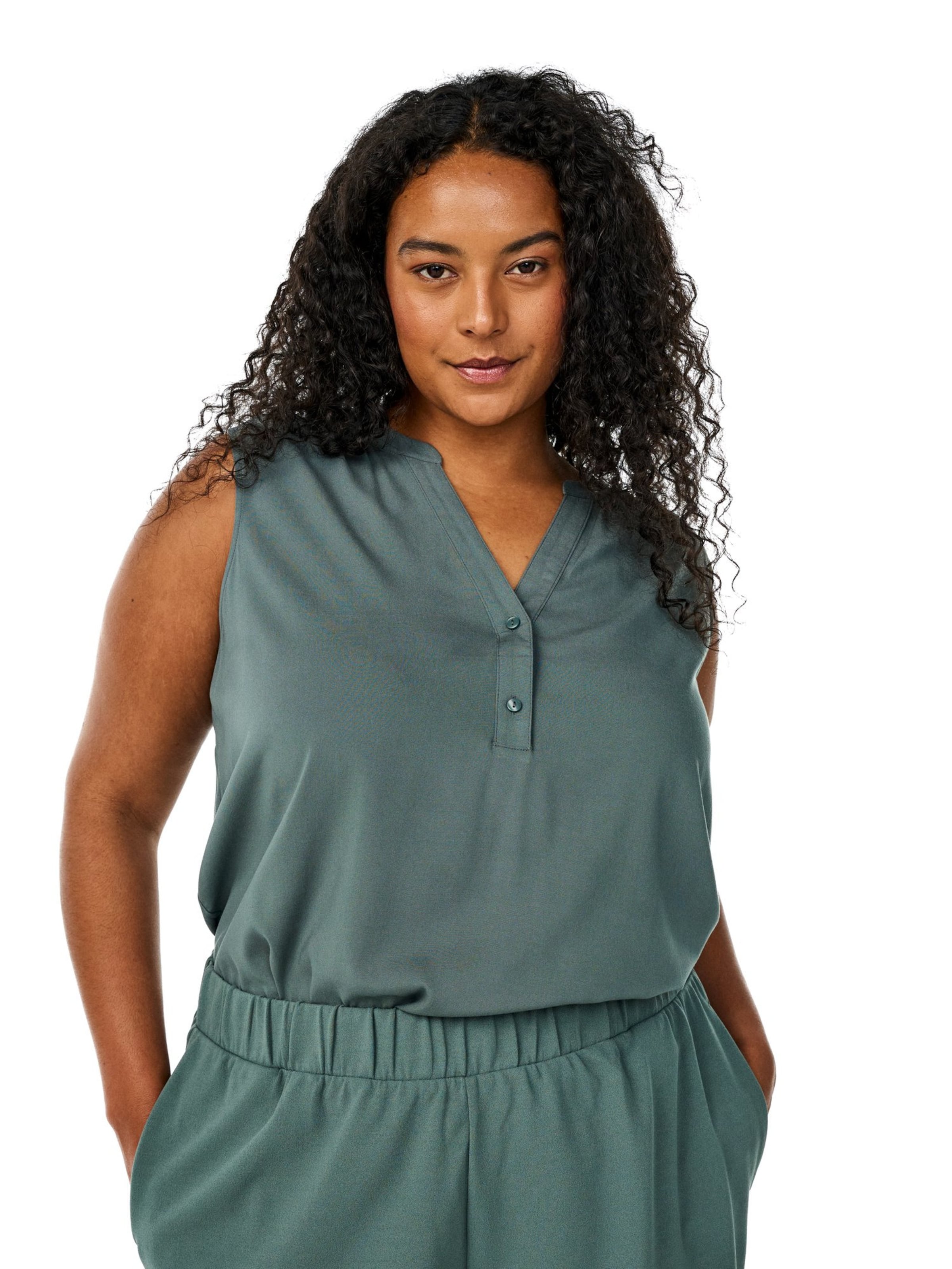 Flash by Zizzi Bluse 'Flenni' in Grün: Vorderseite