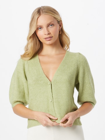 PIECES Knit Cardigan 'Jennifer' in Green: front