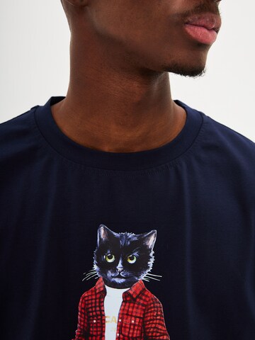 T-Shirt 'COUNTRY CAT' CAT by Maniita Lacitta en bleu