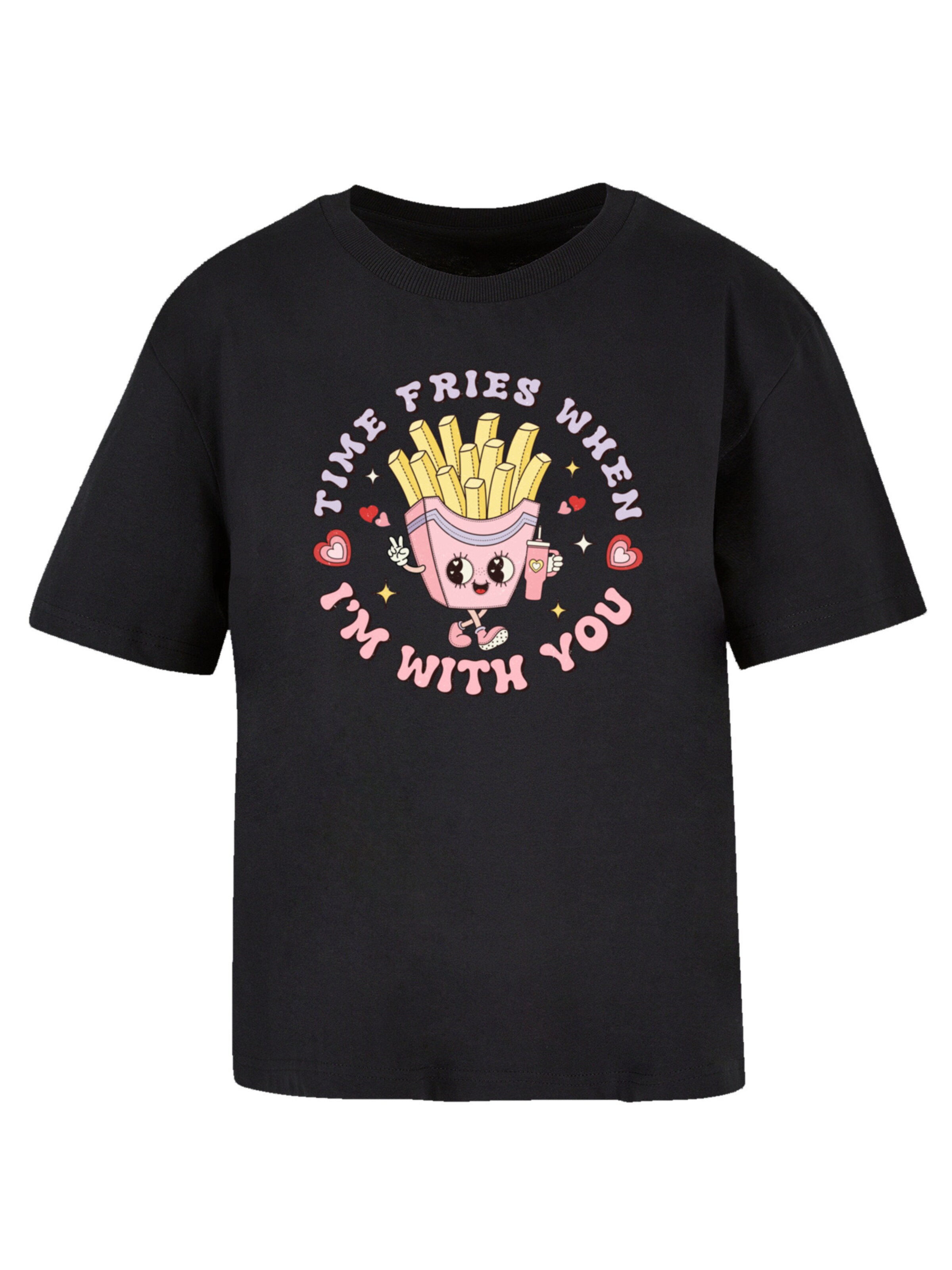 F4NT4STIC T-Shirt 'Time Fries When I am With You Valentinstag' in Schwarz: Vorderseite