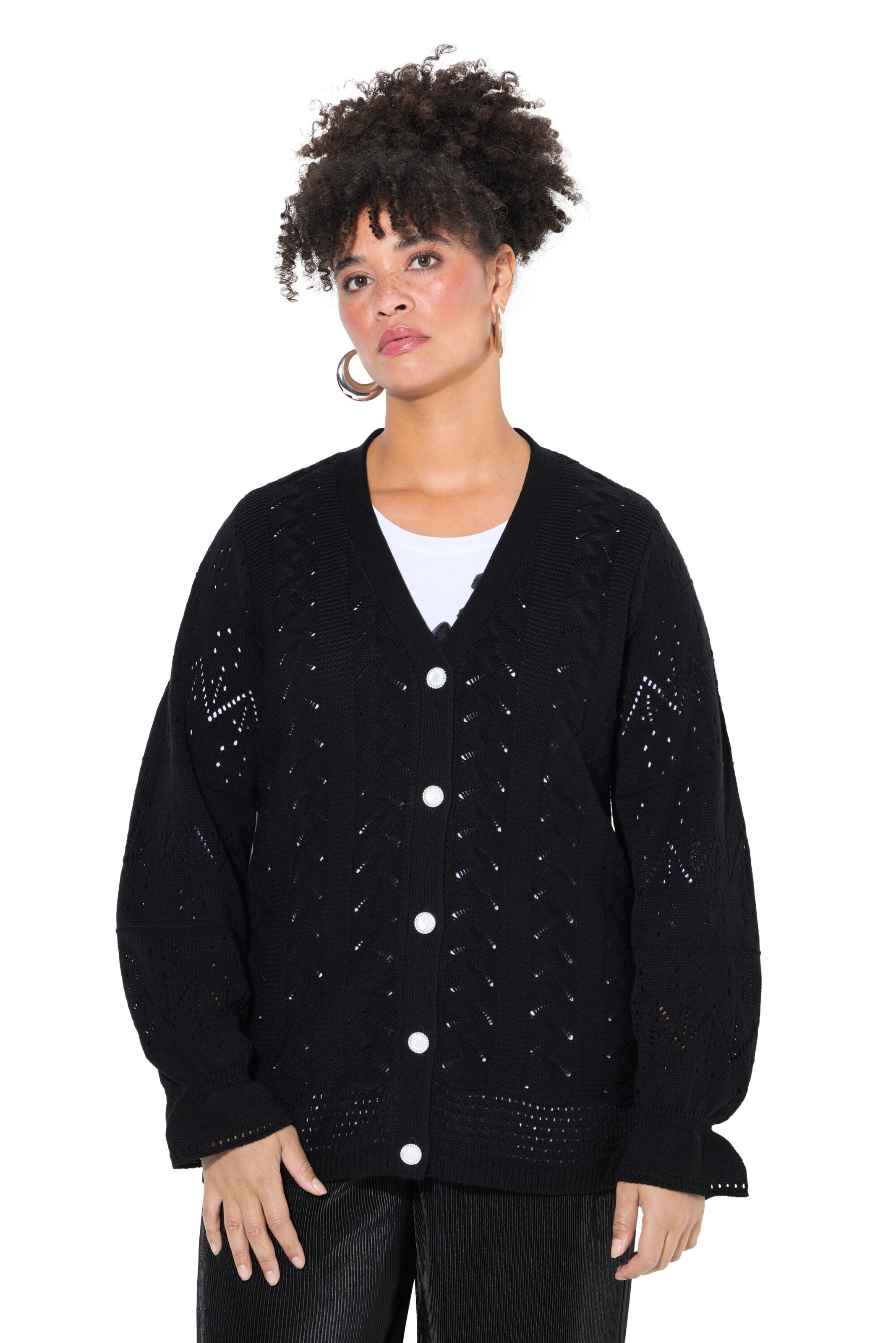 MIAMODA Knit cardigan in Black: front